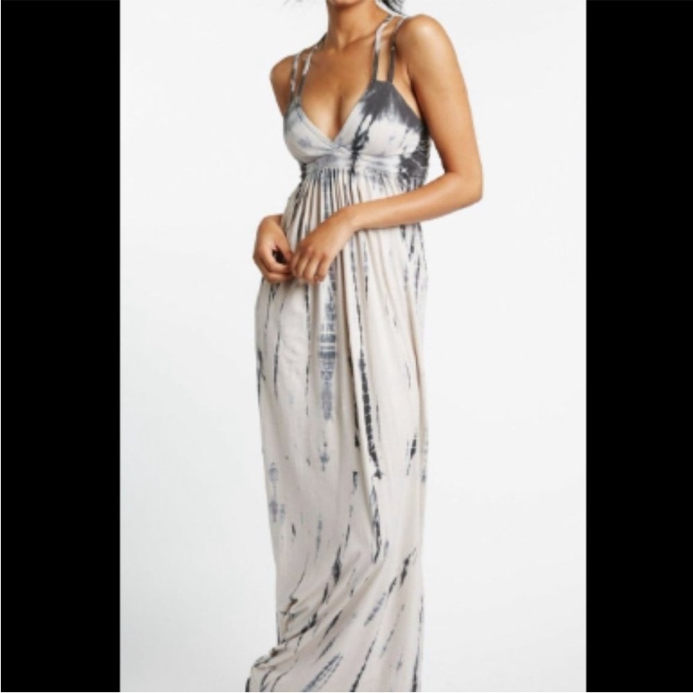 Chaser Cream and Black Tie-Dye Maxi Dress